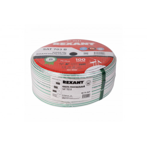 Фото Кабель SAT 703 B Cu/Al/Cu (75%) 75 Ом 100м Rexant