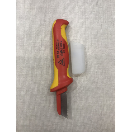 Фото Нож электрика диэлектрический, L-190мм VDE, 2-хкомпонентная рукоятка KNIPEX